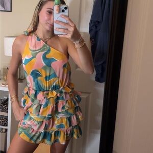 Colorful Ruffled Mini Dress